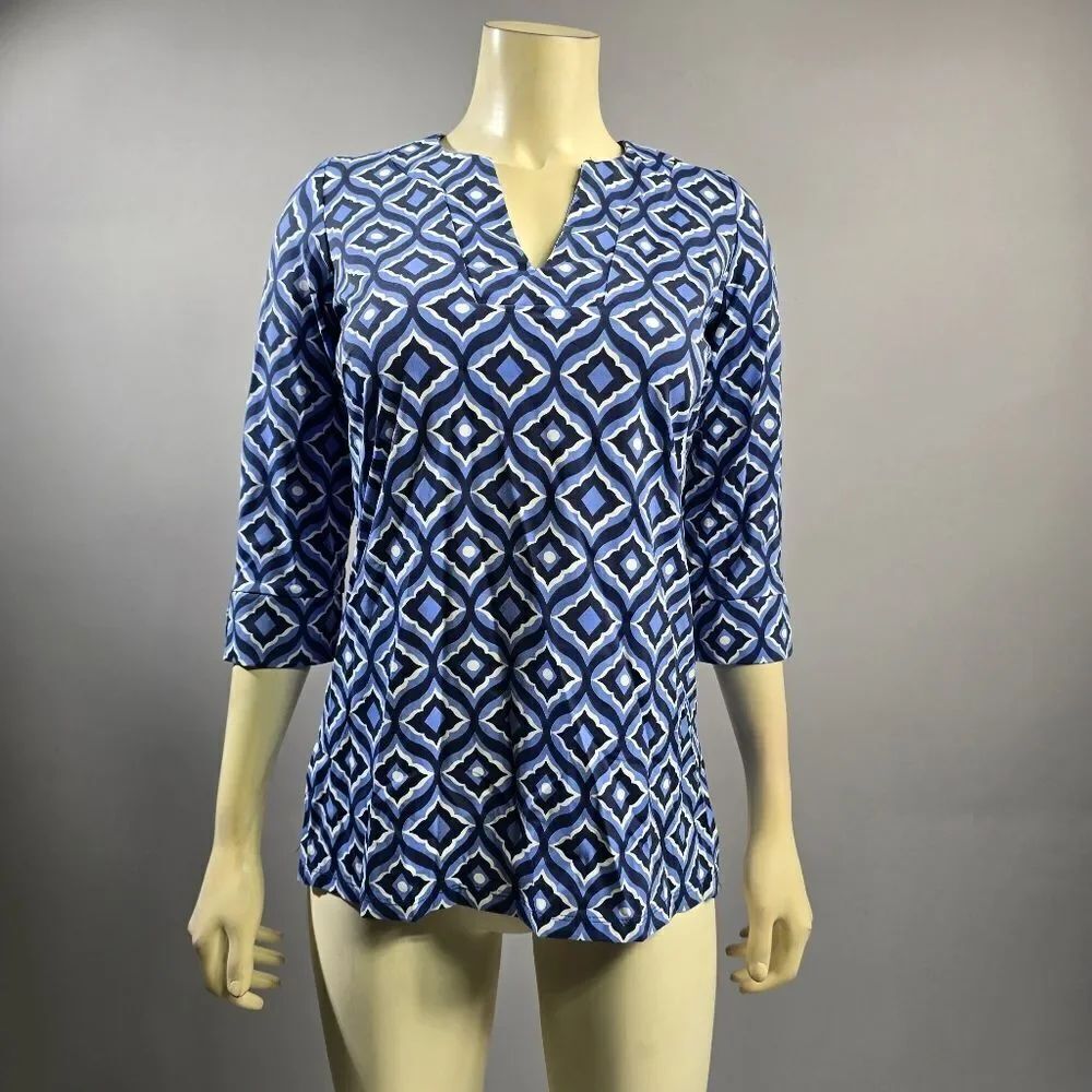 Katherine Way Blue and White Geometric Tunic R3